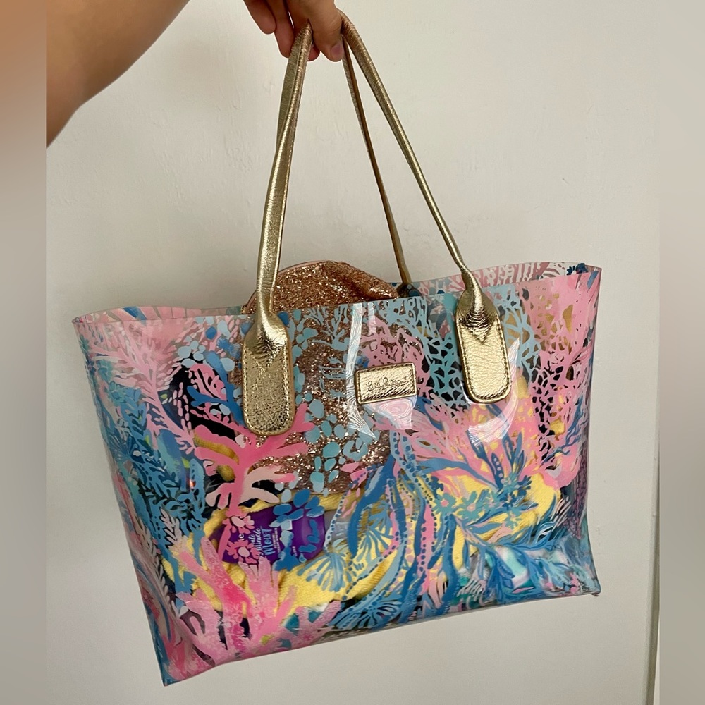Lilly Pulitzer clear beach tote bag